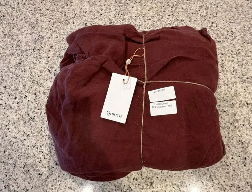 Quince European Linen Duvet Cover Burgundy no shams Full/Queen
